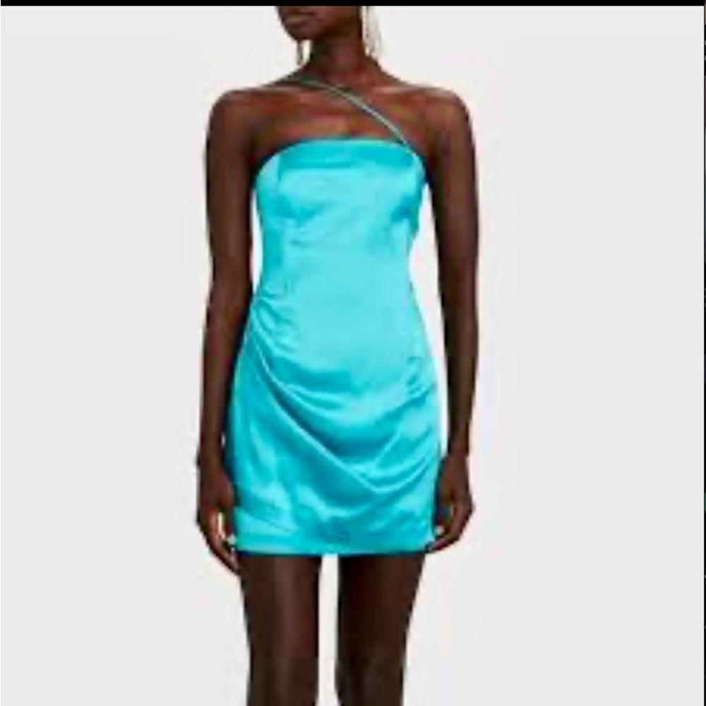 Gauge81 Turquoise Strapless Mini Dress